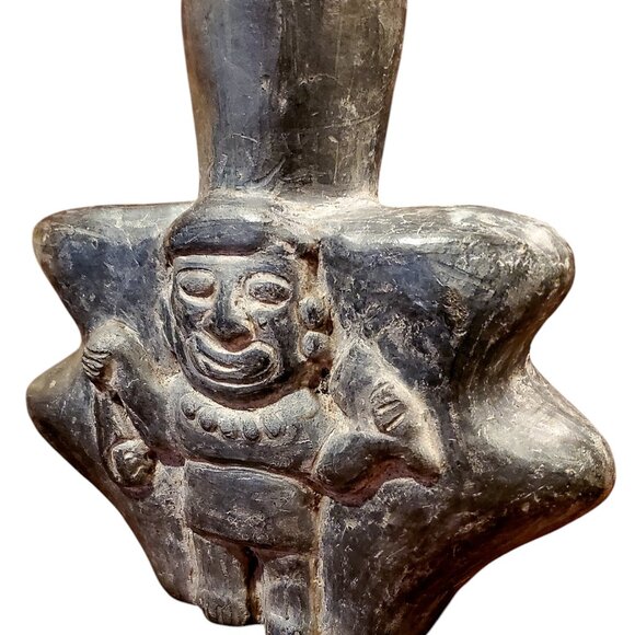 Paracas Culture Inspired Huaco – Hand-Carved Ceramic Figure Ancient Andean Art